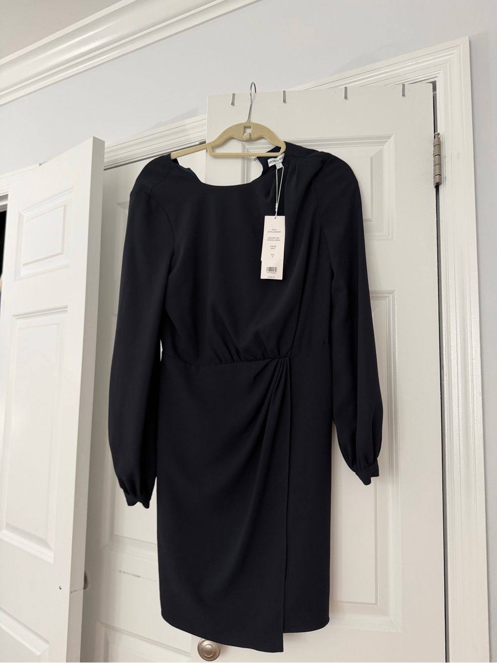 Veronica Beard Black Long-Sleeve Draped Detail Dress
